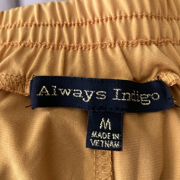 Always Indigo Boho Mustard Wide Leg Pull-On Pants Size M - Picture 11 of 12